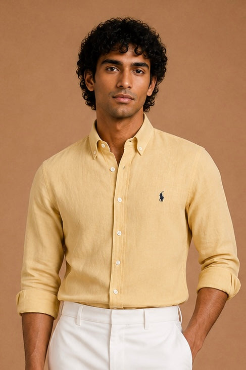 RL Polo Linen Blend Warm Oatmeal Shirt