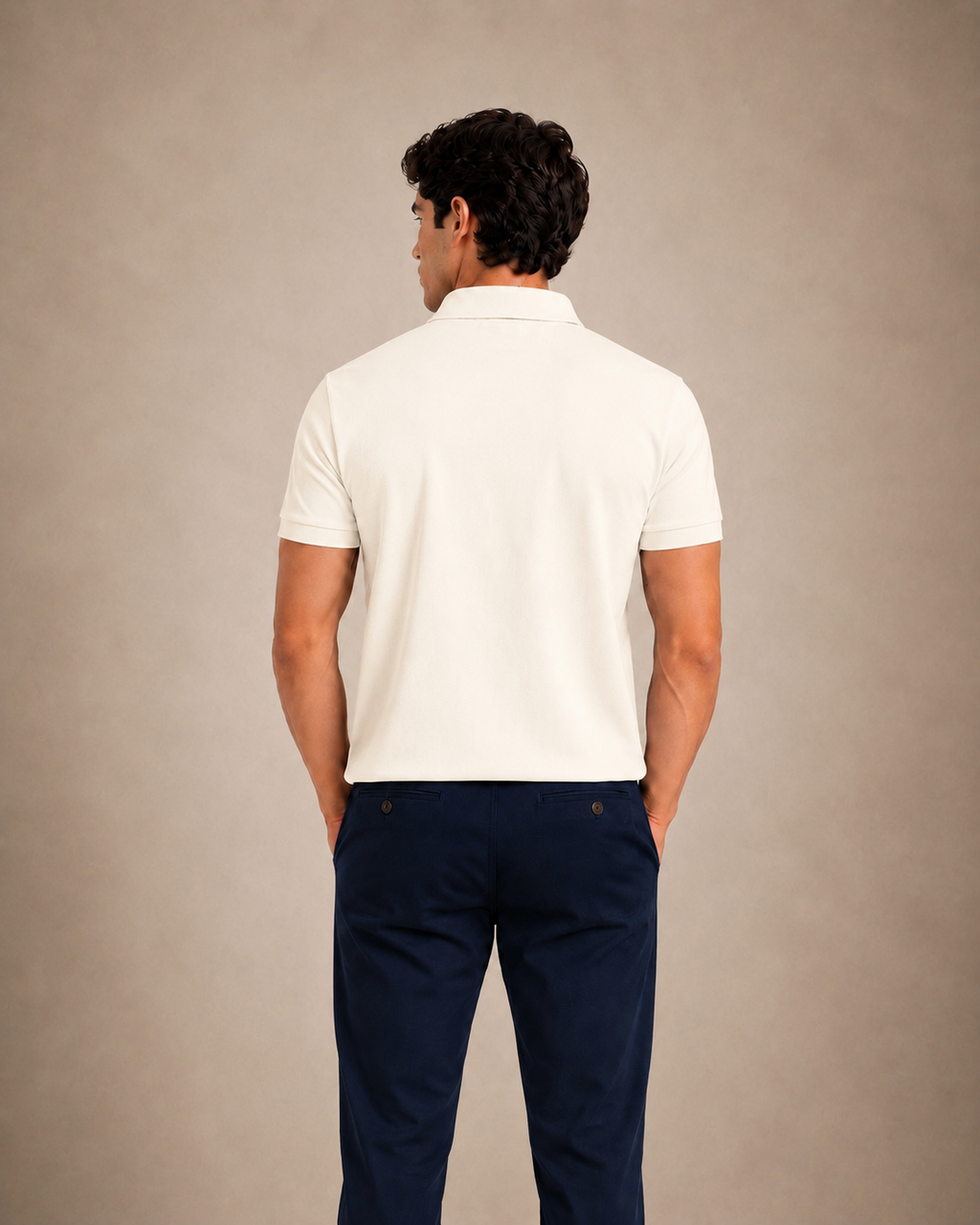 The Iconic Custom Slim Fit Mesh Vintage Ivory Polo