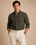 RL Custom Fit Linen Shirt Olive Sage
