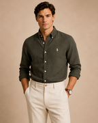 RL Custom Fit Linen Shirt Olive Sage