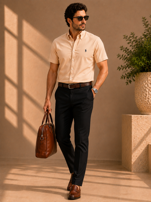 R_L Champagne Blush Oxford Shirt