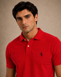 The Iconic Custom Slim Fit Mesh Red Polo