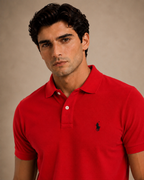 The Iconic Custom Slim Fit Mesh Red Polo