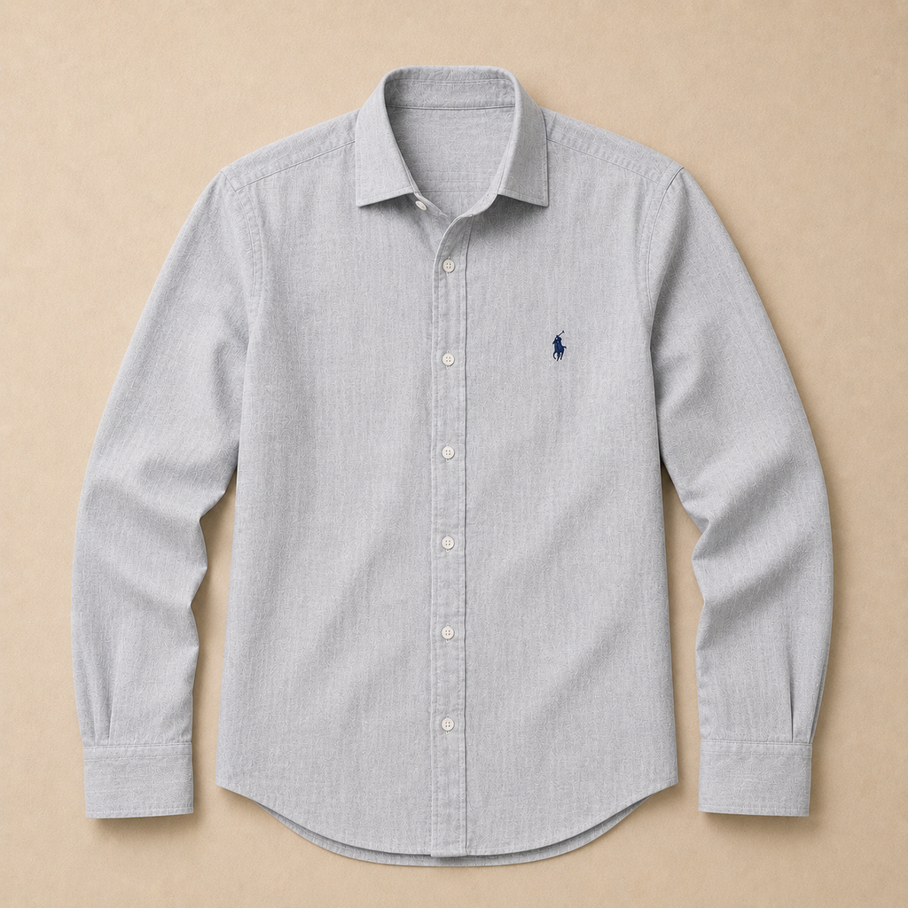RL Custom Fit Linen Shirt Sky Grey
