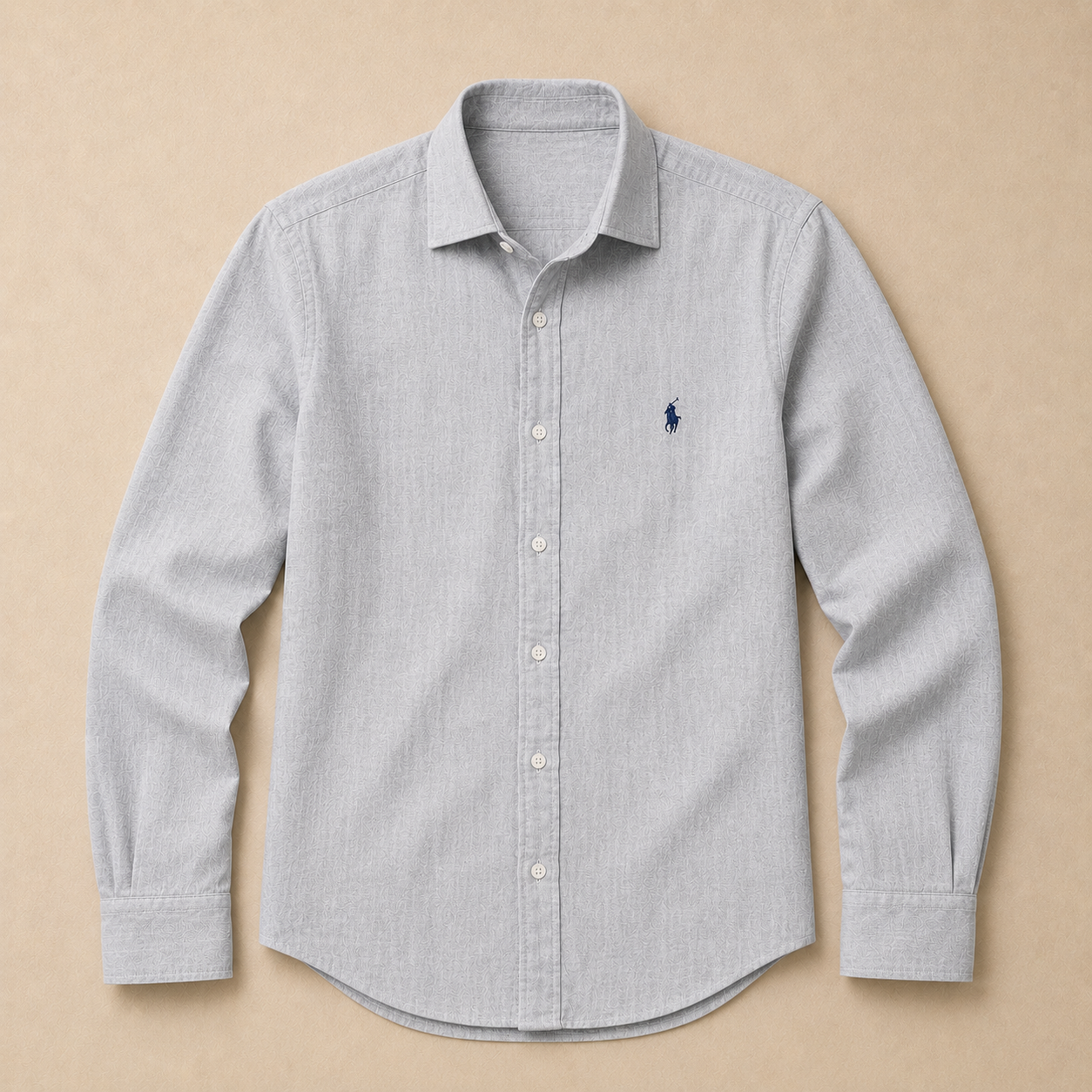 RL Custom Fit Linen Shirt Sky Grey