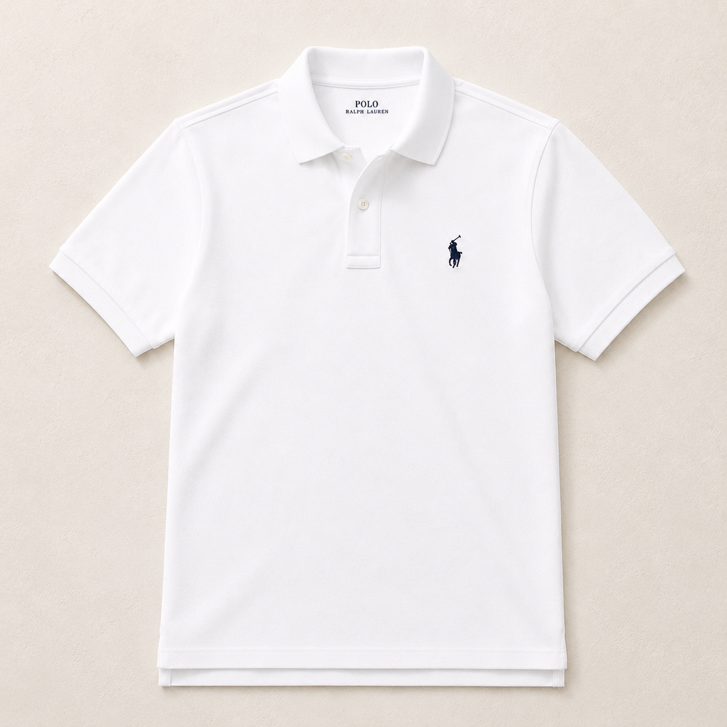 The Iconic Custom Slim Fit Mesh White Polo