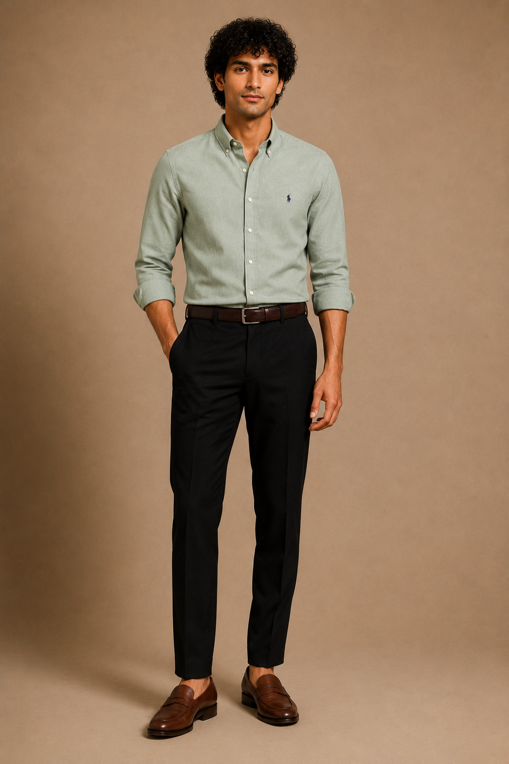 RL Polo Linen Blend Sage Grey Shirt