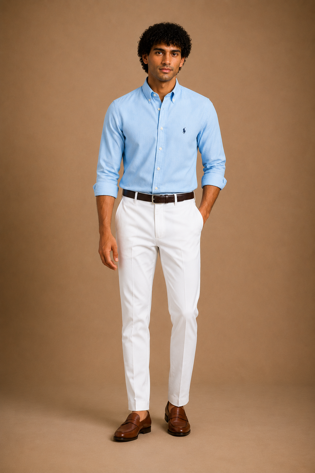 RL Polo Linen Blend Powder Blue Shirt