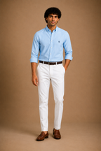 RL Polo Linen Blend Powder Blue Shirt