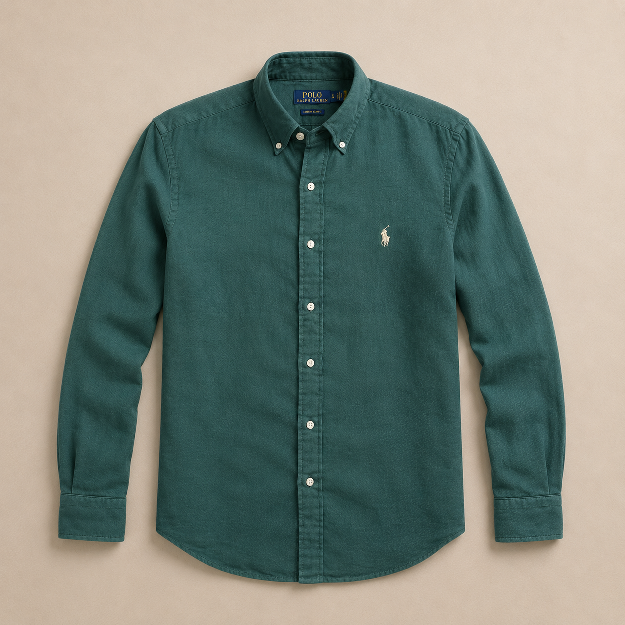 RL Custom Fit Linen Shirt Green