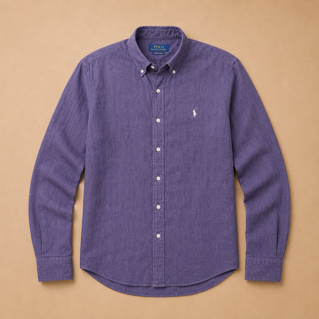 RL Custom Fit Linen Shirt Purple