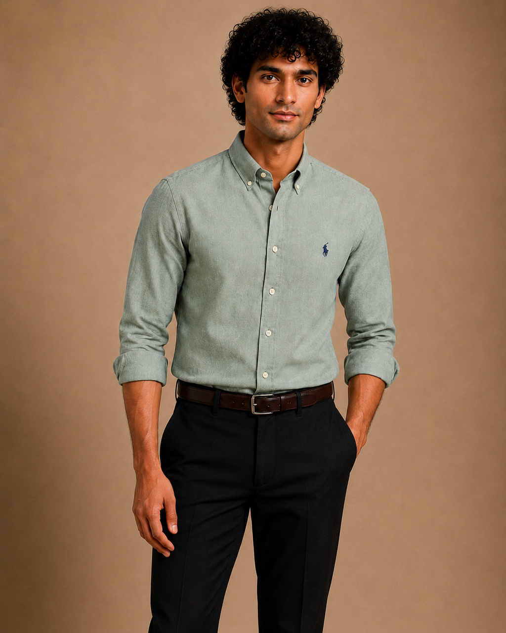 RL Polo Linen Blend Sage Grey Shirt
