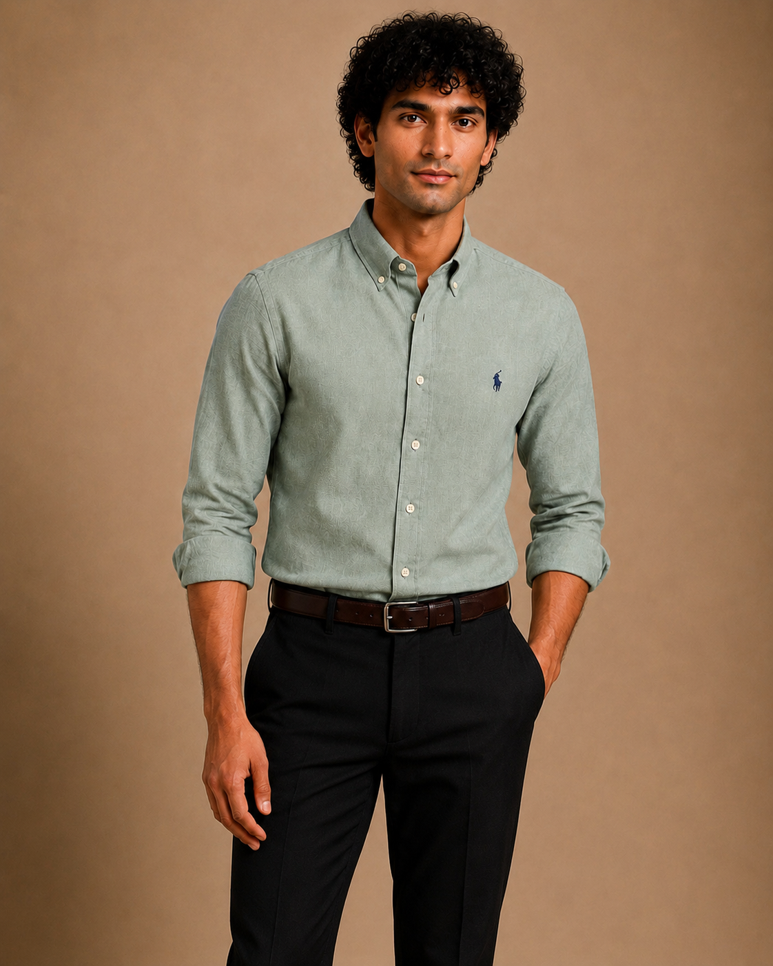 RL Polo Linen Blend Sage Grey Shirt