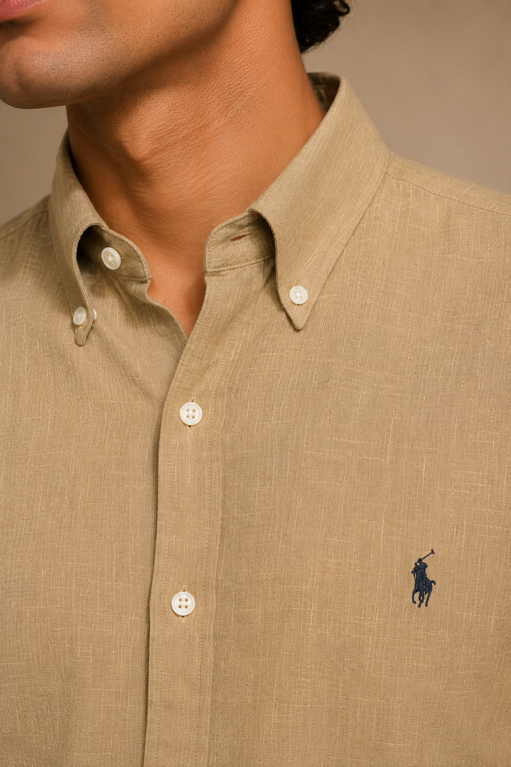 RL Polo Linen Blend Camel Sand Shirt