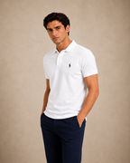 The Iconic Custom Slim Fit Mesh White Polo