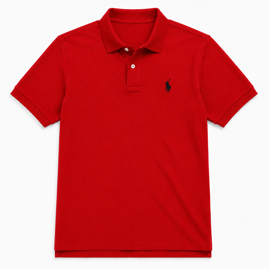 The Iconic Custom Slim Fit Mesh Red Polo