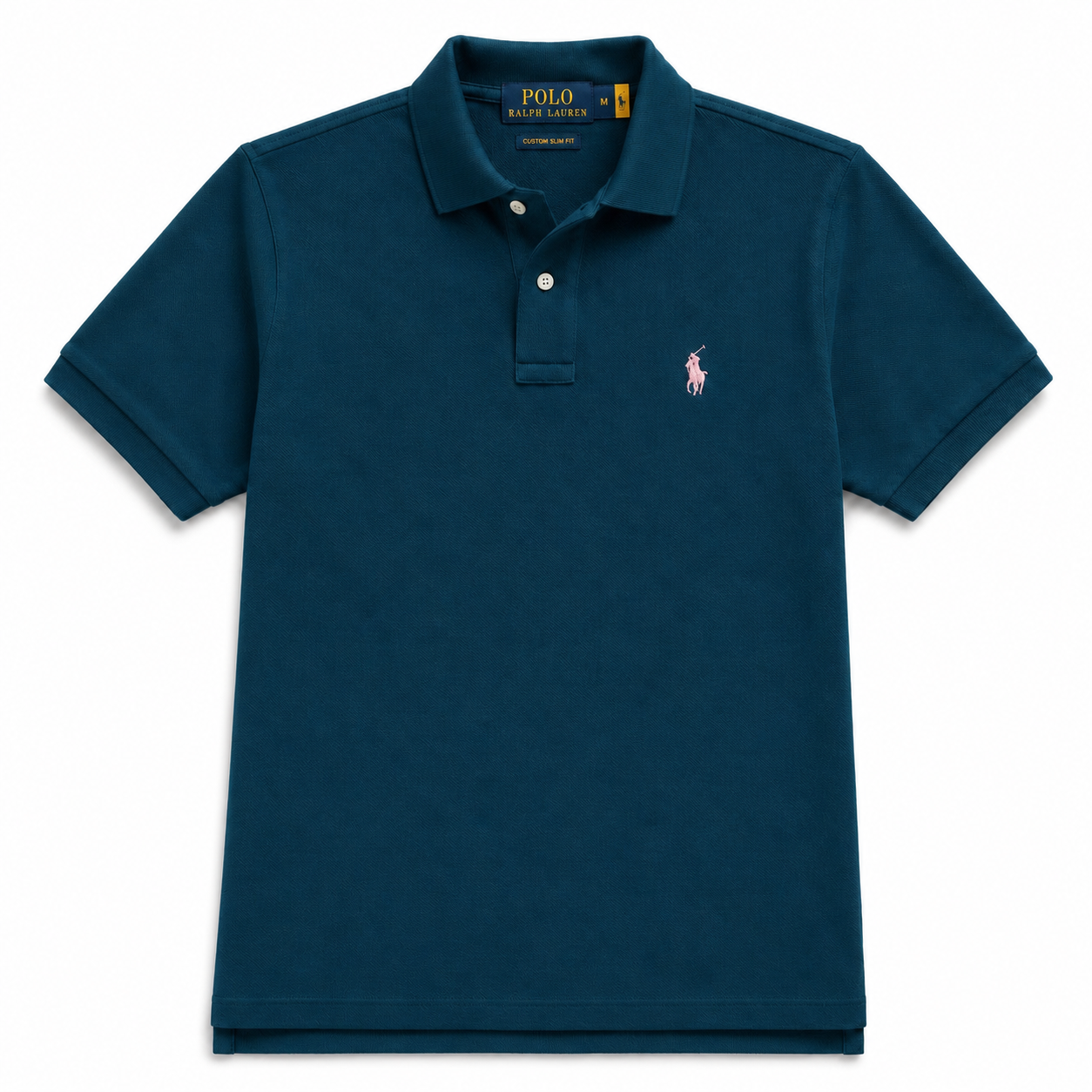 RL Polo Custom Slim Fit Mesh Ocen Teal Polo