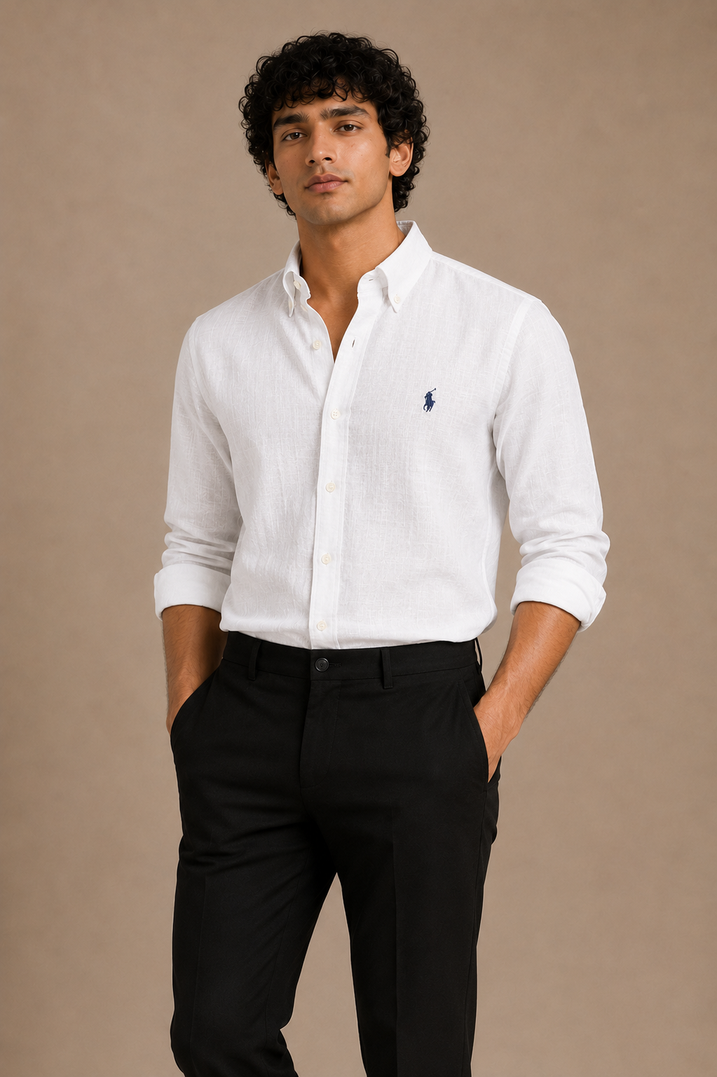 RL Polo Linen Blend Crisp Ivory Shirt