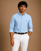 RL Polo Linen Blend Powder Blue Shirt