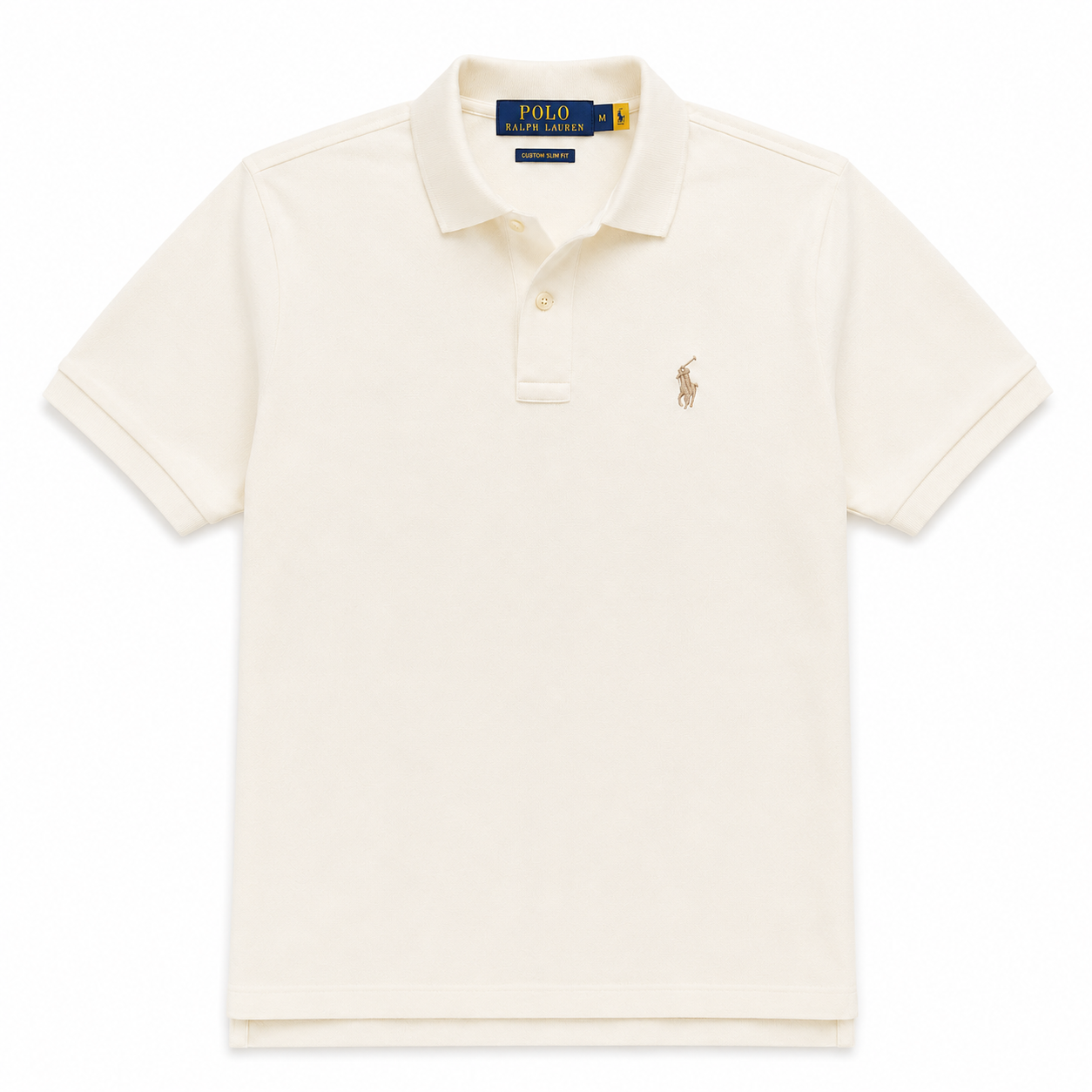 RL Polo Custom Slim Fit Mesh Vintage Ivory Polo