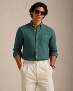 RL Custom Fit Linen Shirt Green