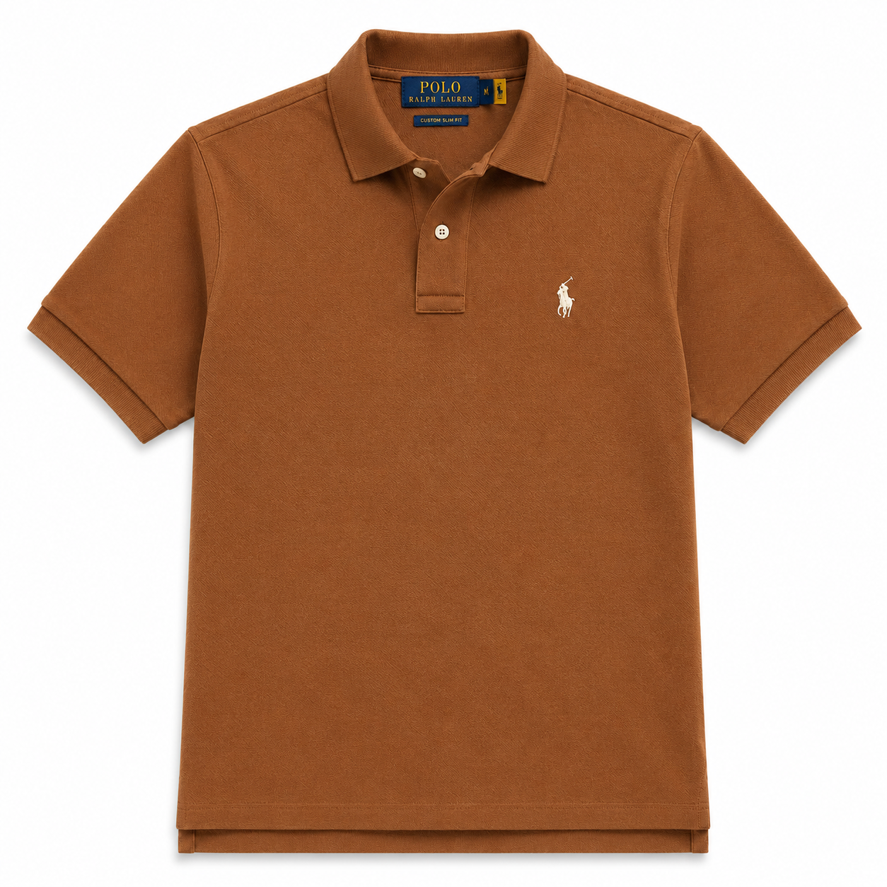 RL Polo Custom Slim Fit Mesh Mocha Brown Polo