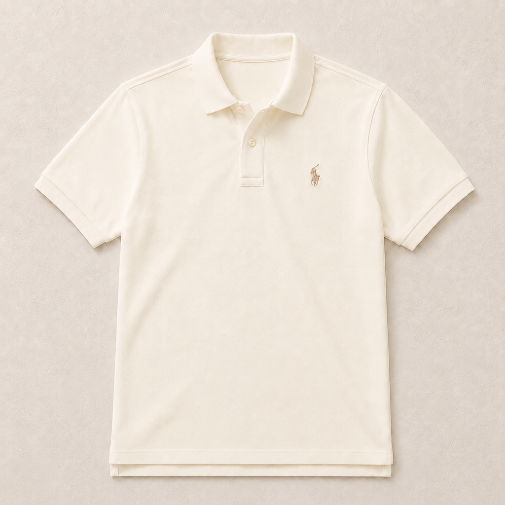 The Iconic Custom Slim Fit Mesh Vintage Ivory Polo