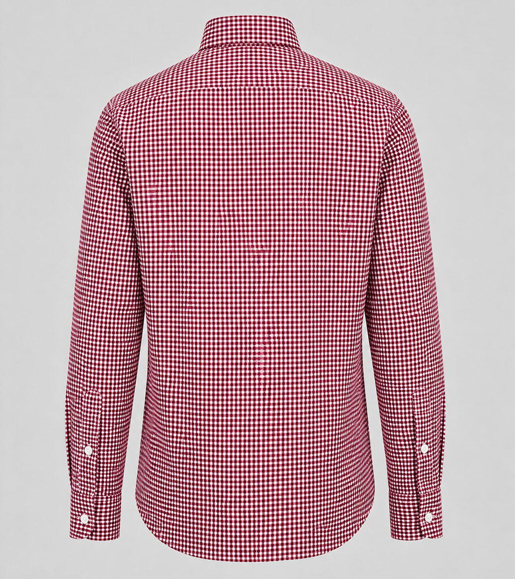 RL Custom Fit Gingham Oxford Shirt Maroon