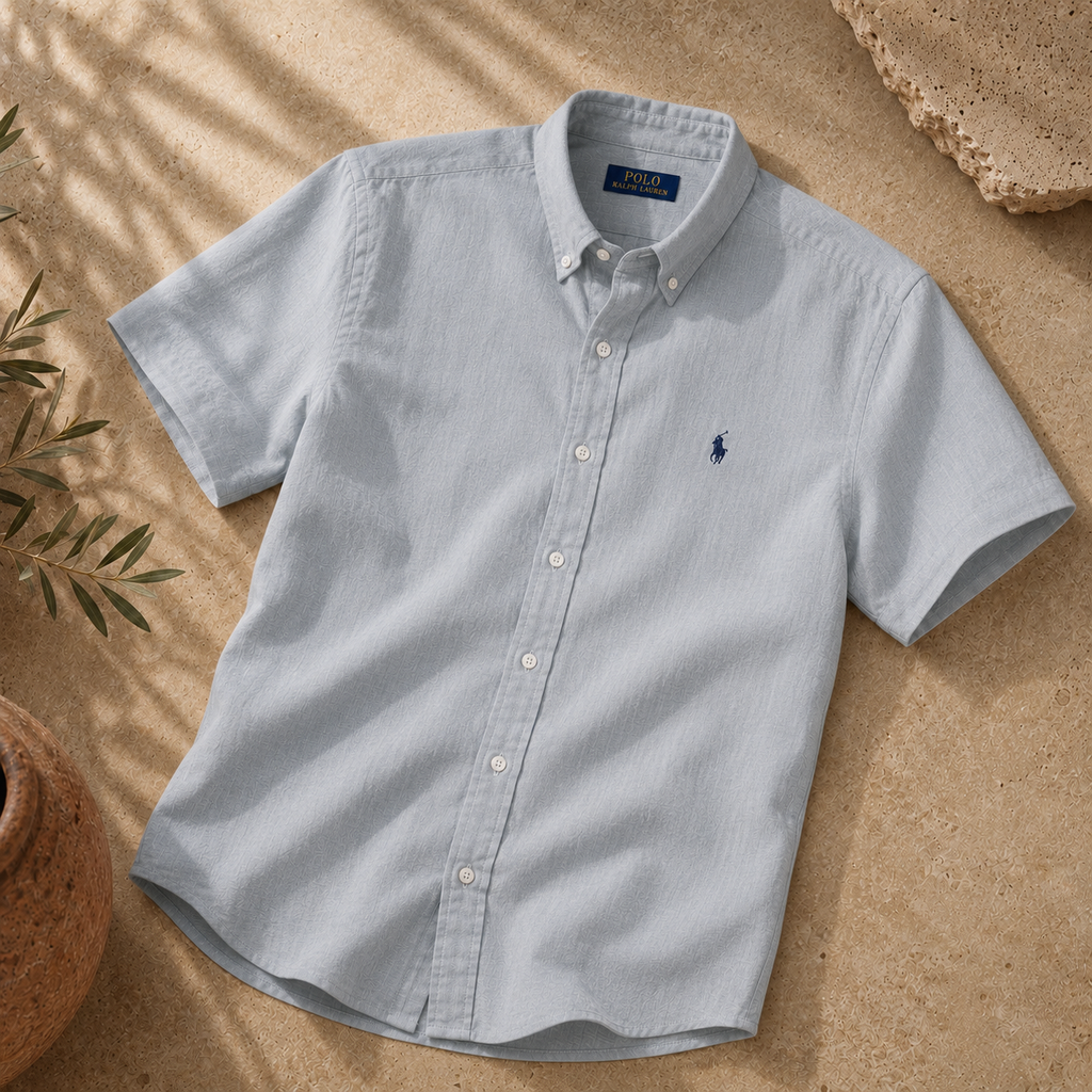 RL Polo Misty Blue Grey Linen Shirt