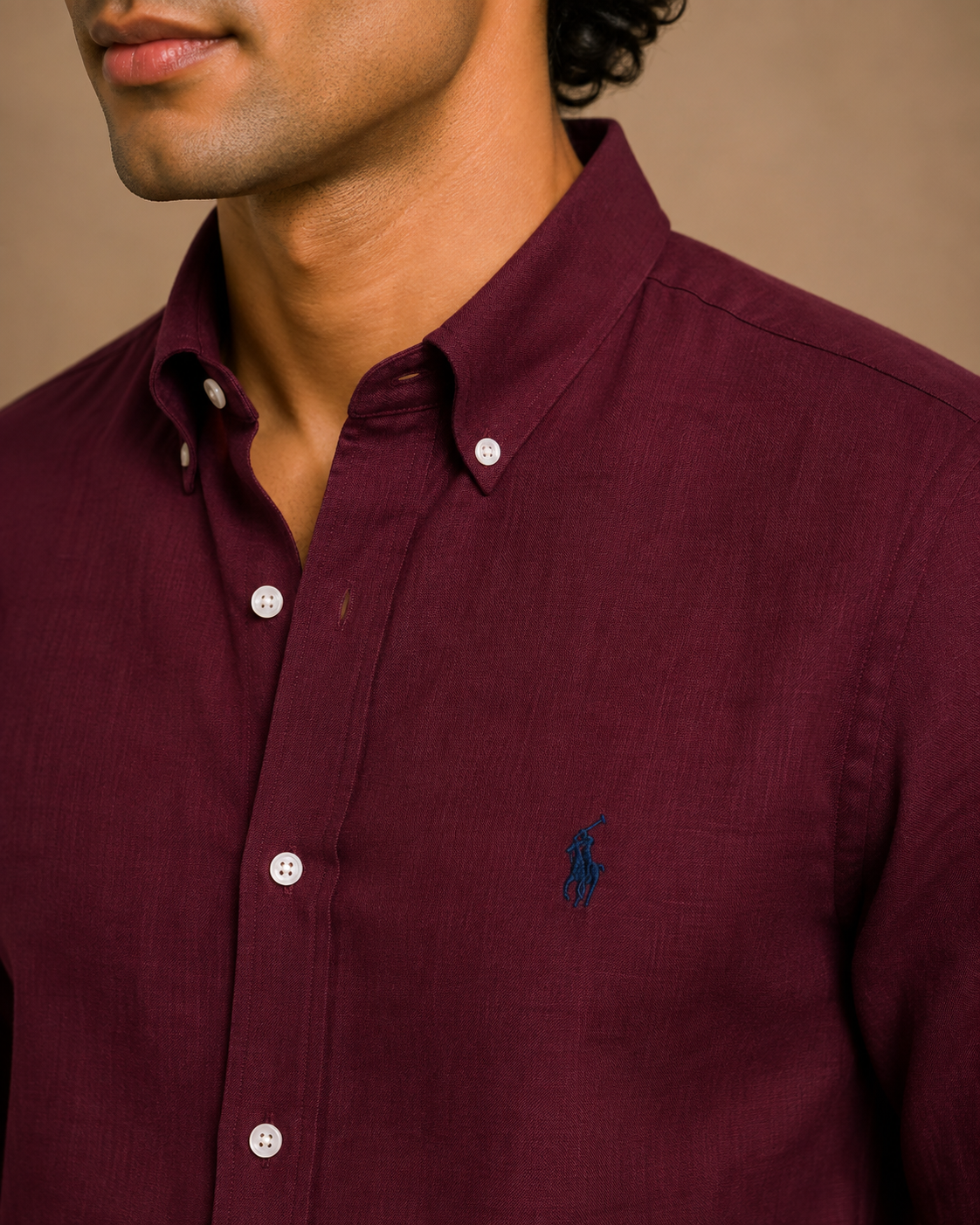 RL Polo Linen Blend Burgundy Shirt