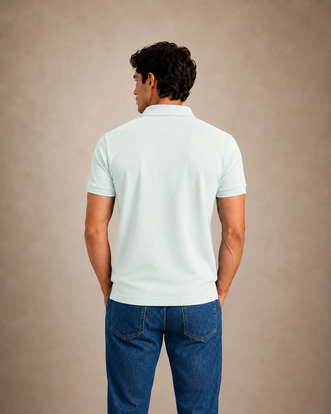 The Iconic Custom Slim Fit Mesh Ice Mint Polo