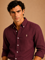 RL Custom Fit Linen Shirt Burgundy