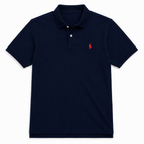 The Iconic Custom Slim Fit Mesh Navy Polo