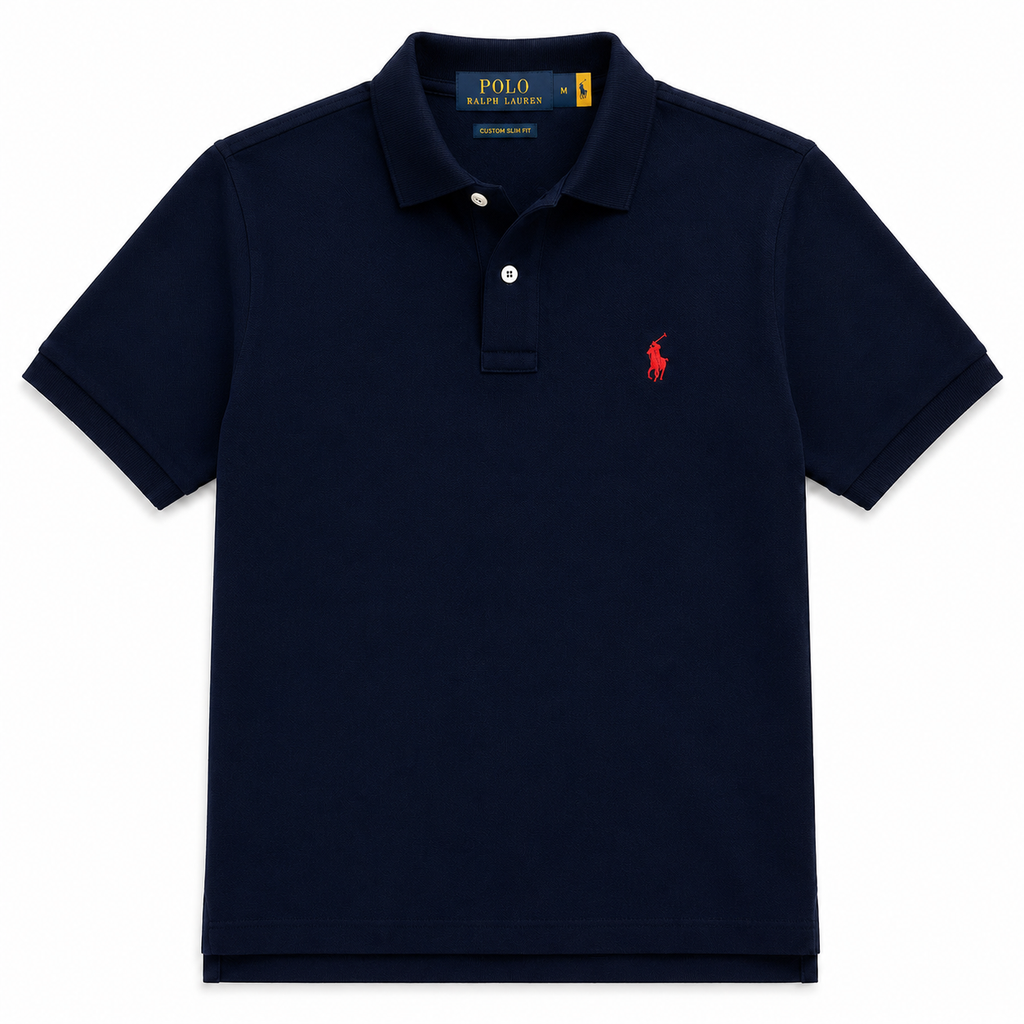 RL Polo Custom Slim Fit Mesh Navy Polo