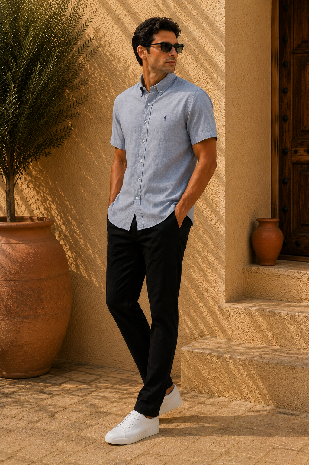 RL Polo Misty Blue Grey Linen Shirt