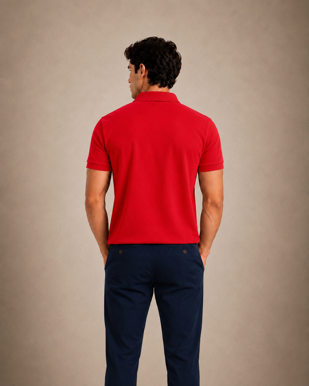 The Iconic Custom Slim Fit Mesh Red Polo
