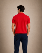 The Iconic Custom Slim Fit Mesh Red Polo