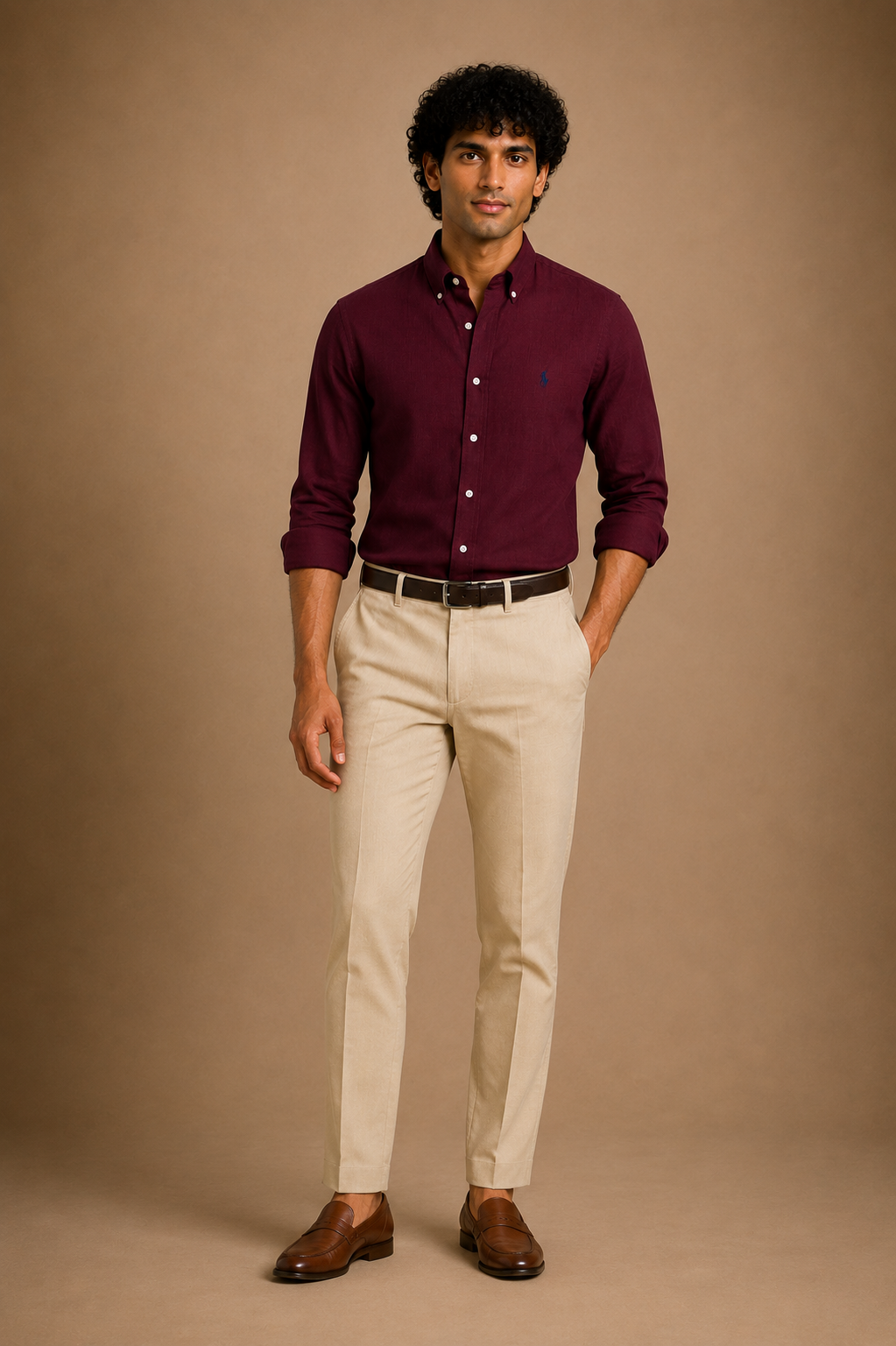 RL Polo Linen Blend Burgundy Shirt