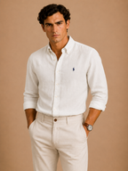 RL Custom Fit Linen Shirt White