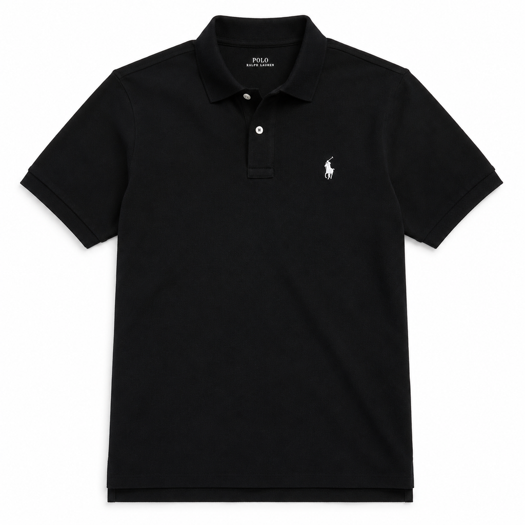 The Iconic Custom Slim Fit Mesh Black Polo