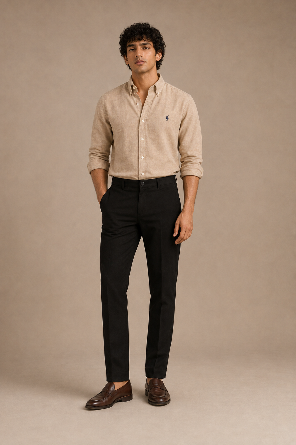 RL Polo Linen Blend Sandstone Khaki Shirt