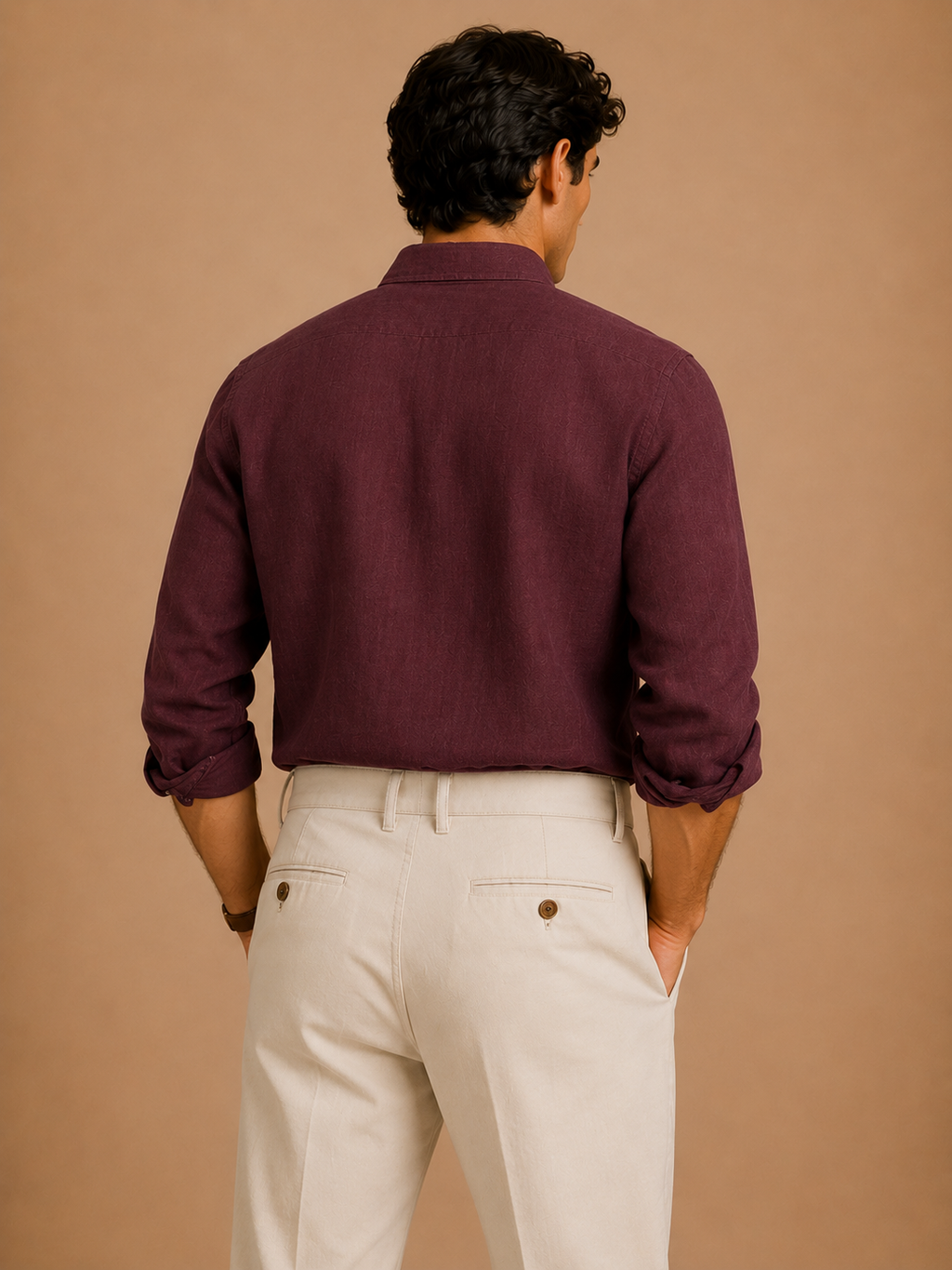 RL Custom Fit Linen Shirt Burgundy