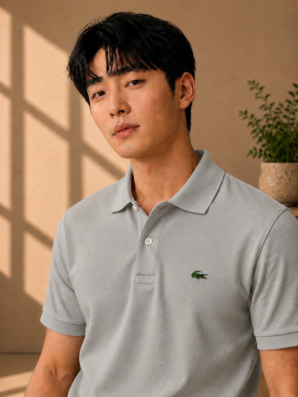 LA Coste Cement Grey Polo T-Shirt
