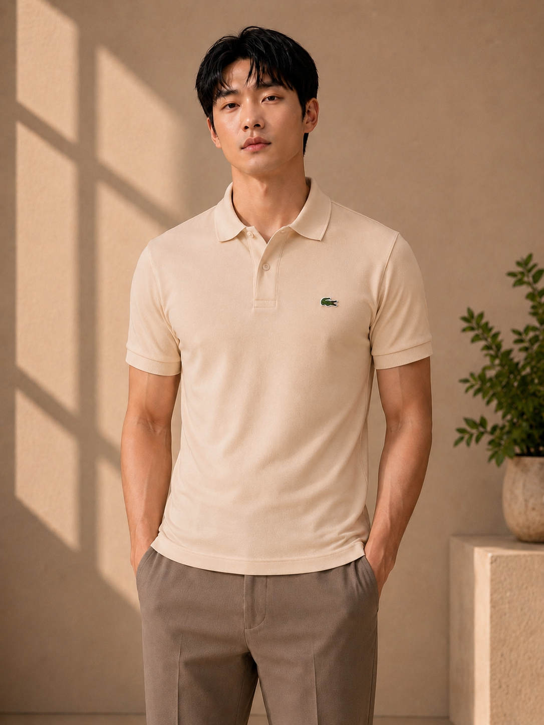 LA Coste Soft Beige Polo T-Shirt
