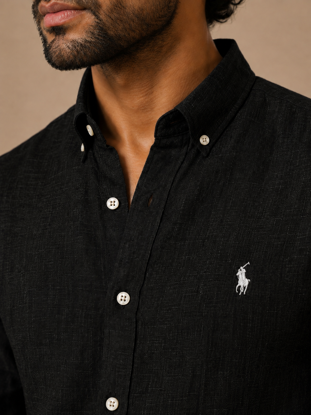 RL Polo Linen Blend Midnight Black Shirt