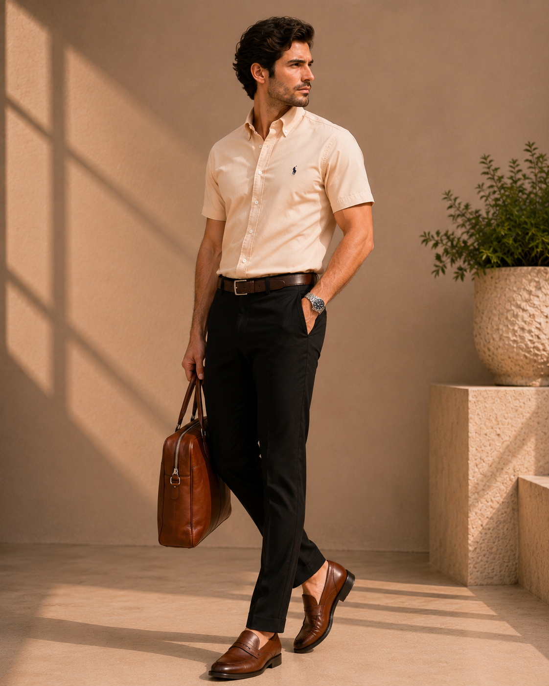 R_L Champagne Blush Oxford Shirt