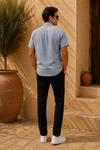 RL Polo Misty Blue Grey Linen Shirt