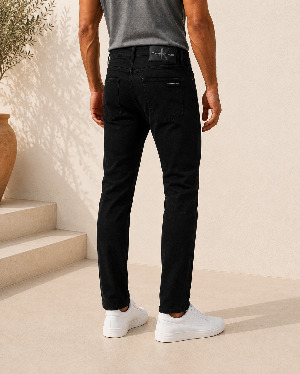 Tailored Slim Fit CK Jet Black Jeans