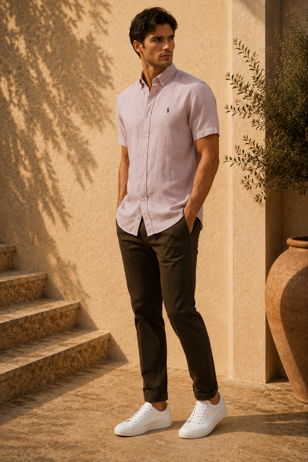 RL Polo Dusty Blush Pink Linen Shirt