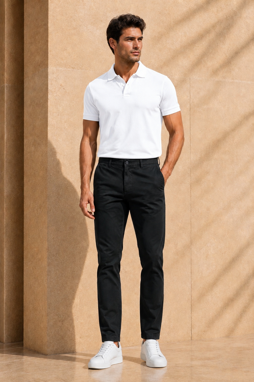 La Coste Slim Fit Stretch Cotton Onyx Black Chino Pants